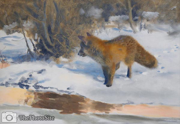 Winter Landscape with Fox (Vinterlandskap med r?v) Bruno Liljefo - Click Image to Close