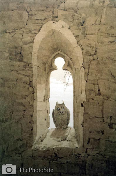 Owl in the embrasure of a Gothic window Caspar David Friedrich - Click Image to Close