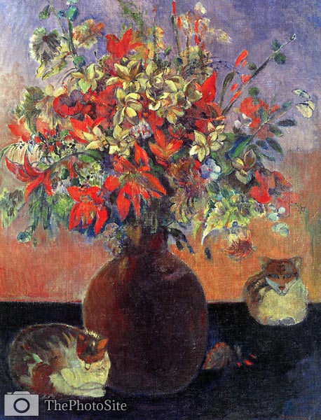 Flowers and cats Paul Gauguin - Click Image to Close