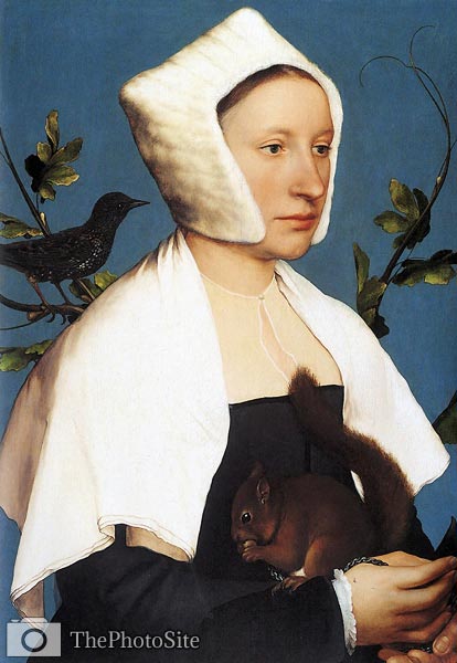 Portrait of a Woman with a Squirrel and a Starling Hans Holbein - Click Image to Close