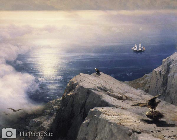 A Rocky Coastal Landscape in the Aegean with Ships in the Distan - Click Image to Close