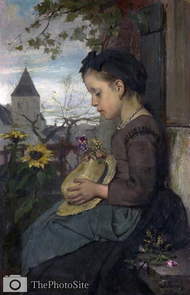 A Girl seated outside a House Jacob Maris - Click Image to Close