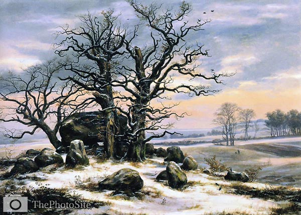 Megalith Grave in Winter Johan Christian Dahl - Click Image to Close