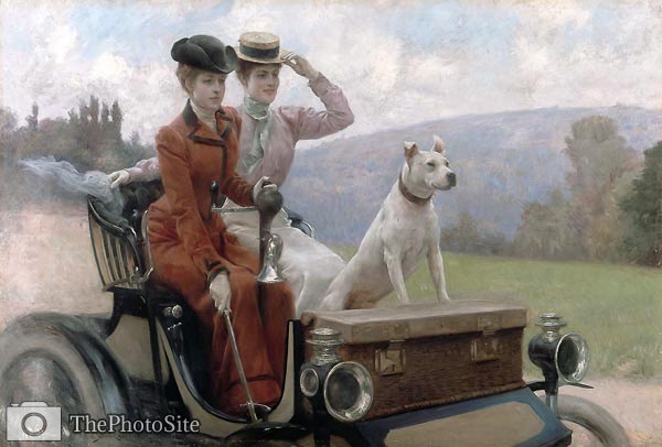 The Goldsmith Ladies in Bois de Boulogne, 1897, in a Peugeot wag - Click Image to Close
