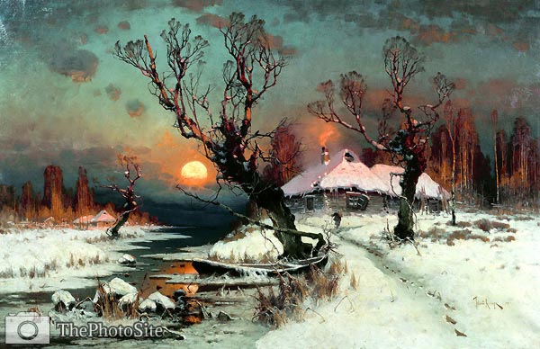 Sunset in winter Julius Sergius von Klever - Click Image to Close