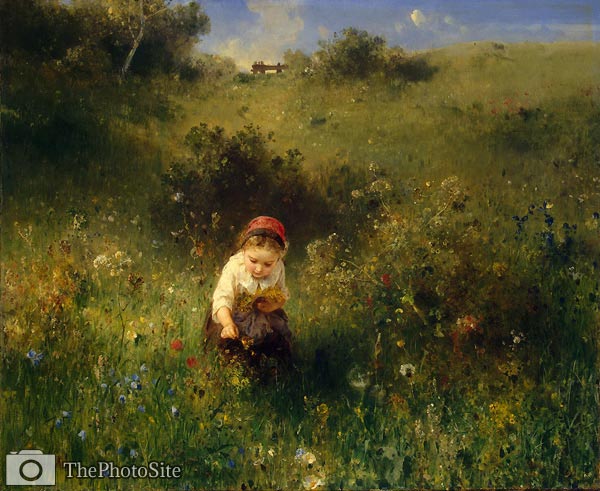 Girl in a Field Ludwig Knaus - Click Image to Close