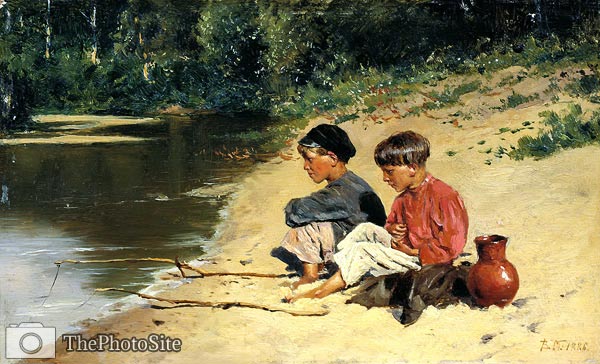 Boys Fishing Vladimir Makovsky - Click Image to Close