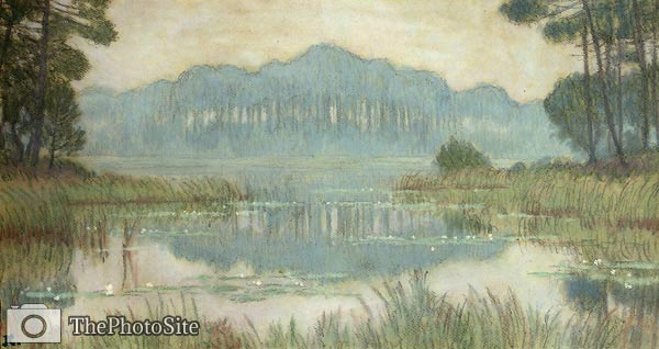 Landscape with an overgrown pond Jean Francis Auburtin - Click Image to Close