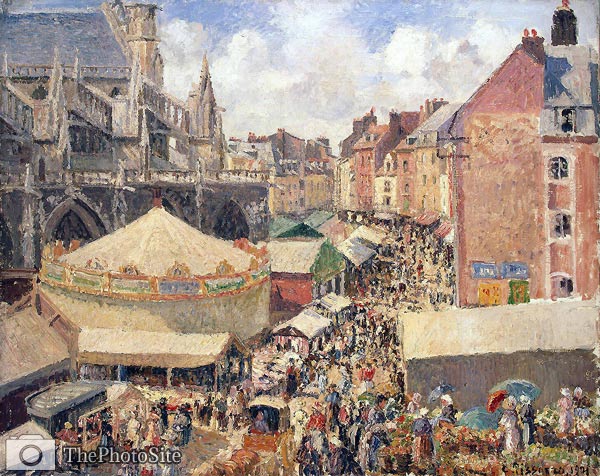 Fair in Dieppe. Sunny Morning Camille Pissarro - Click Image to Close