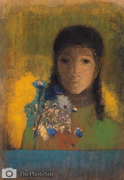 Woman with wildflowers Odilon Redon - Click Image to Close