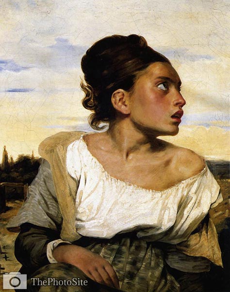 Girl Stead in a Cemetery Eugene Delacroix - Click Image to Close