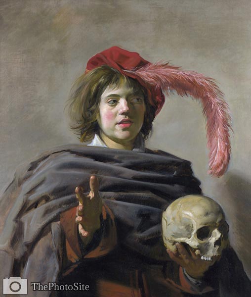 Young Man holding a Skull (Vanitas) Frans Hals - Click Image to Close