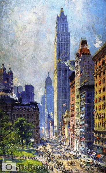 Lower Broadway in Wartime Colin Campbell Cooper - Click Image to Close