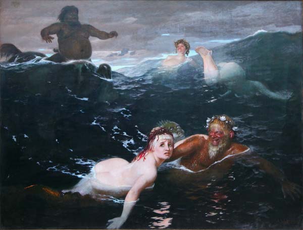 Playing in the waves 1883, Arnold Bocklin - Click Image to Close