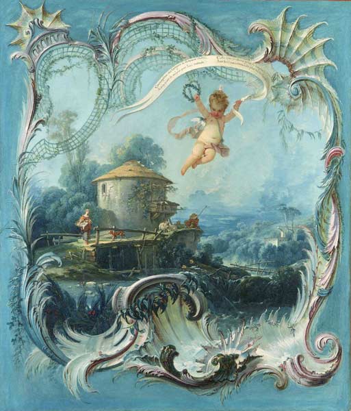 The enchanted home a pastoral landscape surmounted by cupid, Fra - Click Image to Close