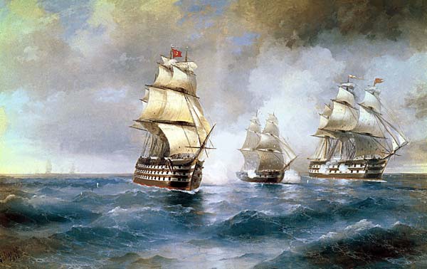 Brig mercury attacked by two turkish ships 1892, Ivan Aivazovsky - Click Image to Close