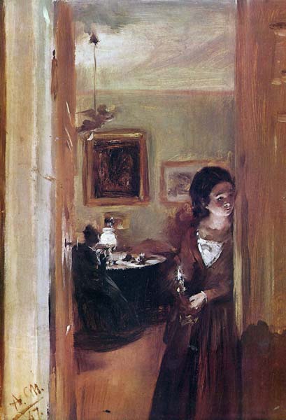Living room with the artist's sister - Click Image to Close