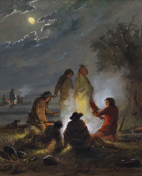 Camp Fire, Preparing the Evening Meal - Click Image to Close