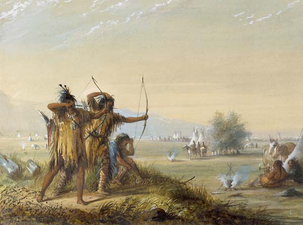 Snake Indians Testing Bows - Click Image to Close