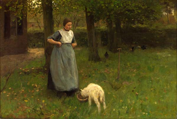 Woman from Laren with lamb - Click Image to Close