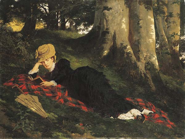Woman Reading in a Forest - Click Image to Close