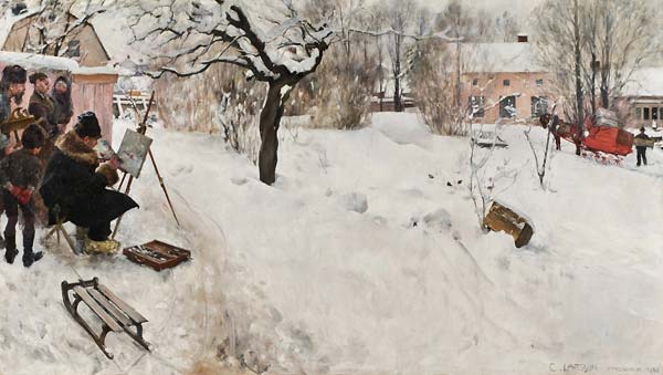 Open Air Painter. Winter Motif from asogatan 145, Stockholm - Click Image to Close