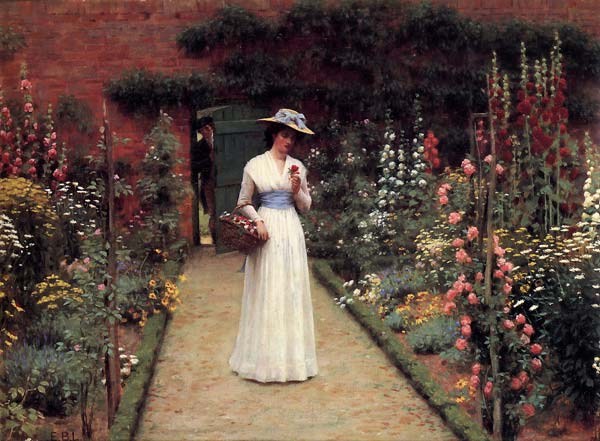 Lady in a Garden - Click Image to Close