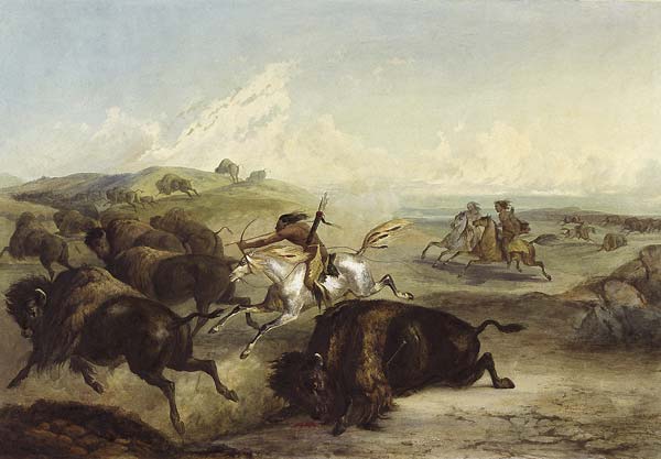 Indians hunting the bison - Click Image to Close