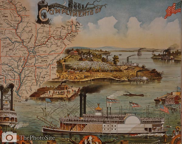 Steamboats on river American Southern States Poster - Click Image to Close