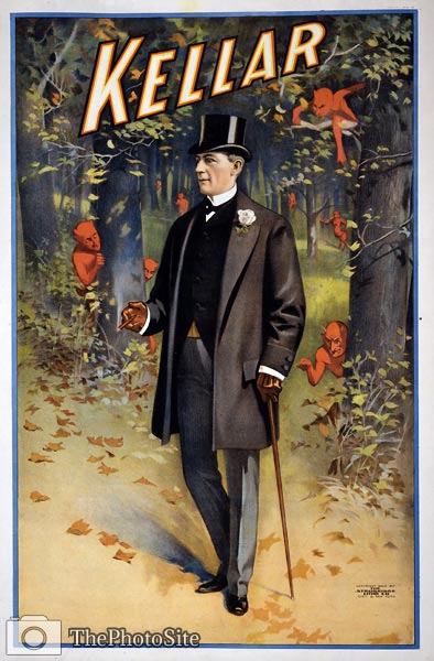 Harry Kellar magician with his cane, poster - Click Image to Close