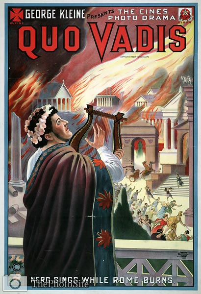 Quo Vadis Poster Nero sings whilst Rome burns - Click Image to Close