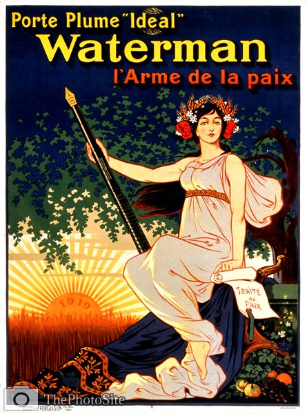 Porte plume 'Ideal' Waterman l'arme de la paix Poster - Click Image to Close