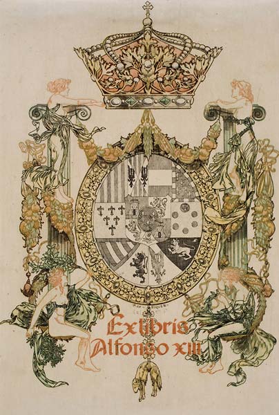 Book plate of Alfons XIII - Click Image to Close