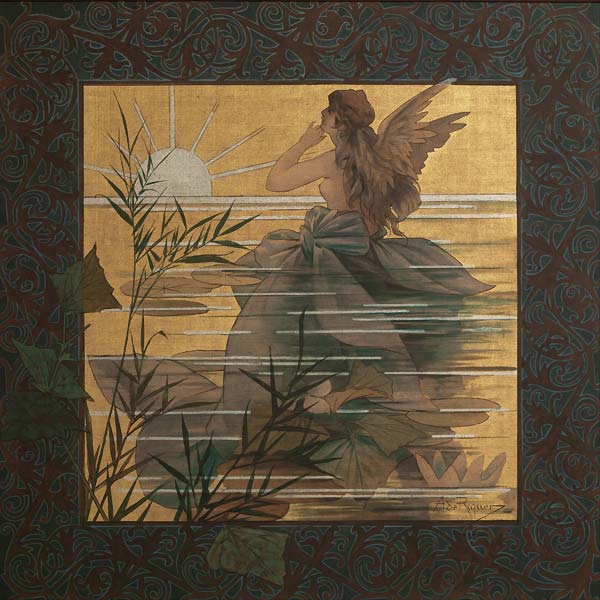 Composition with winged nymph at sunrise - Click Image to Close