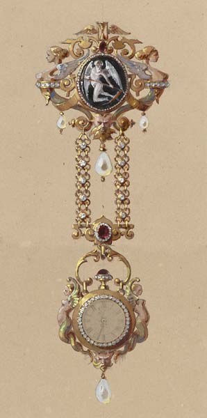 Design for a Chatelaine with Watch - Click Image to Close