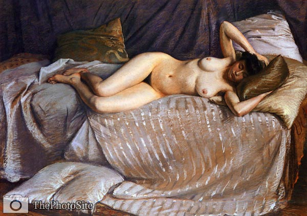 Femme Nue Etendue Sur Un Divan aka Naked Woman Lying on a Couch - Click Image to Close