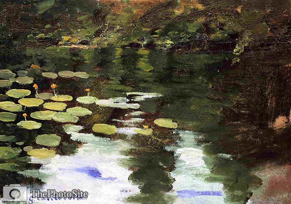 Yerres, on the Pond, Water Lilies Gustave Caillebotte - Click Image to Close