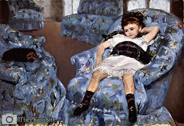 small girl in the blue armchair Mary Cassatt - Click Image to Close