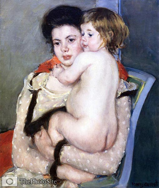 Reine Lefebvre Holding a Nude Baby Mary Cassatt - Click Image to Close
