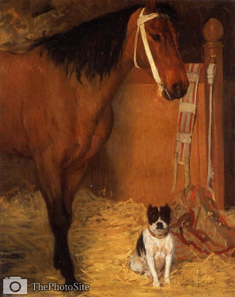 At the Stables, Horse and Dog Edgar Degas - Click Image to Close