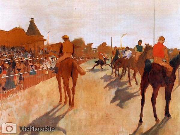 Racehorses before the Stands Edgar Degas - Click Image to Close