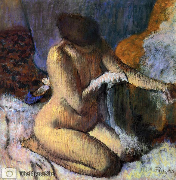 Woman drying her left arm Edgar Degas - Click Image to Close