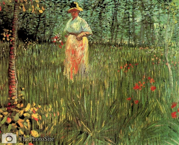 A Woman Walking in a Garden Vincent Van Gogh - Click Image to Close