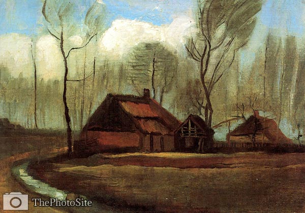 Farmhouses Among Trees Van Gogh - Click Image to Close