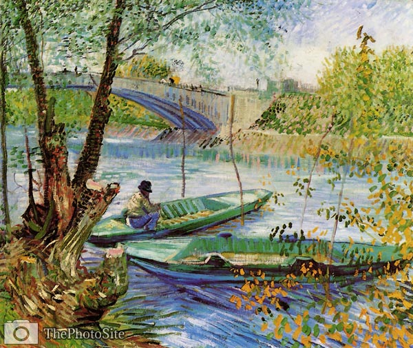 Fishing in Spring Van Gogh - Click Image to Close