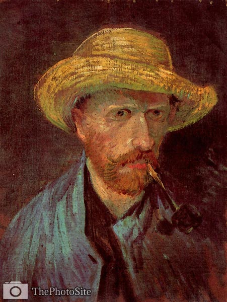 Self-Portrait with Straw Hat and Pipe Vincent Van Gogh - Click Image to Close