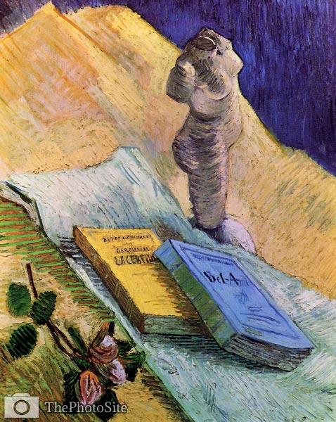 Still Life with Plaster Statuette, a Rose and Two Novels Van Gog - Click Image to Close