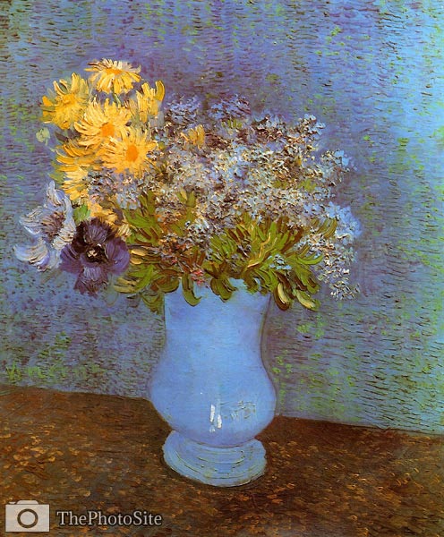 Vase with Lilacs, Daisies and Anemones Vincent Van Gogh - Click Image to Close