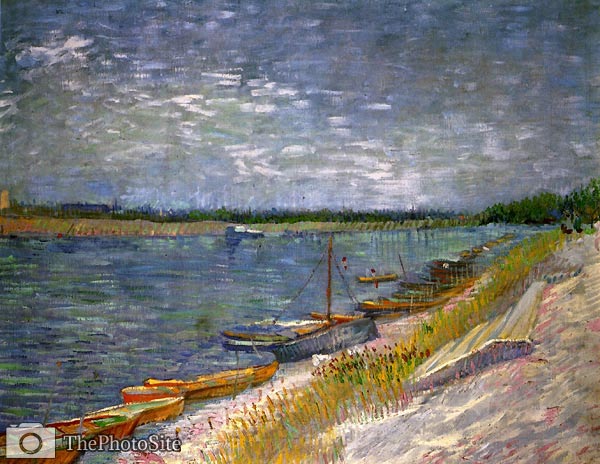 View of a River with Rowing Boats Vincent Van Gogh - Click Image to Close