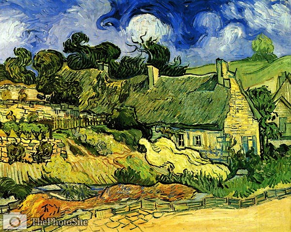 Thatched Cottages at Cordeville 1890 Van Gogh - Click Image to Close